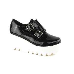 QUPID BLACK DOUBLE BUCKLE PLATFORM CREEPER EXCELLENT CONDITION COMFORTABLE